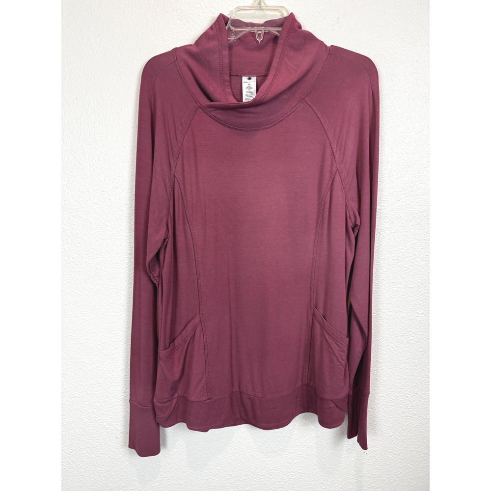 Yogalicious Pullover Women XL Crushed Berry Cowl Neck Long Sleeve Pocket Tunic